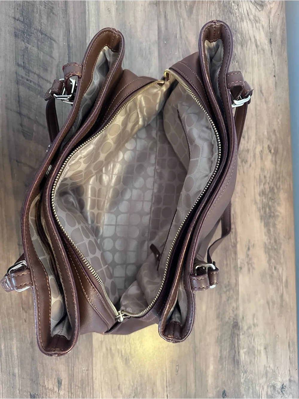 Kate Spade Brown Leather Triple Compartment Shoulder Bag PXRU1109